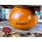 This shows Dimple's name engraved into the back of the gourd shell. It is drawn on by hand using pyrography tools.